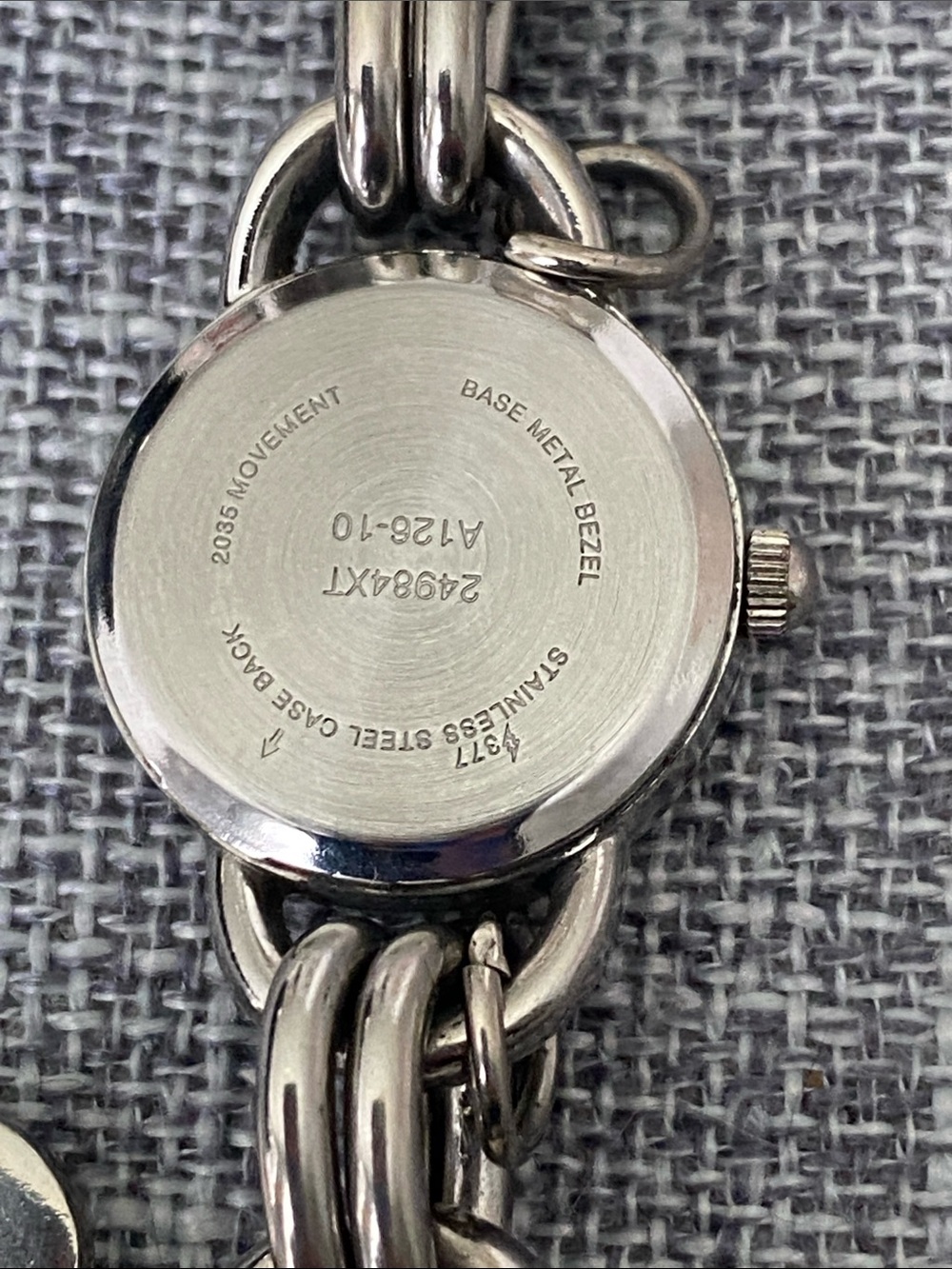 Anne Klein Silver-Tone Charm Bracelet Watch with Pink Heart - Picture 9 of 9